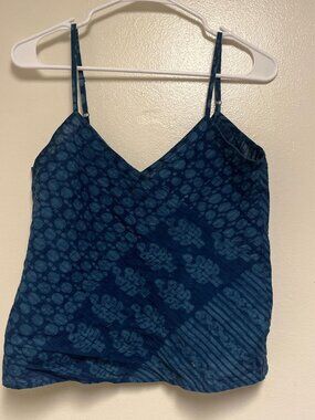 Anokhi Blue Polka Dot Adjustable-Strap Tank Top XS